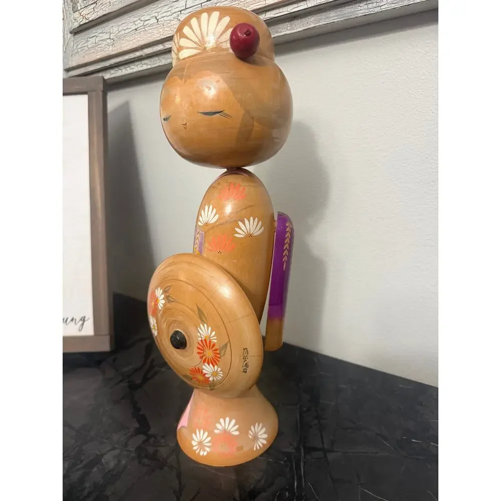 Vintage Sadao Kishi 16” Sosaku Kokeshi Doll Signed Umbrella Japan